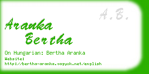 aranka bertha business card